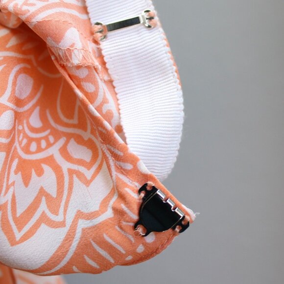 Saks 5th Avenue Folio Orange White Paisley Wrap Knot Tie Silk Mini Skirt Size 4 - Picture 6 of 6